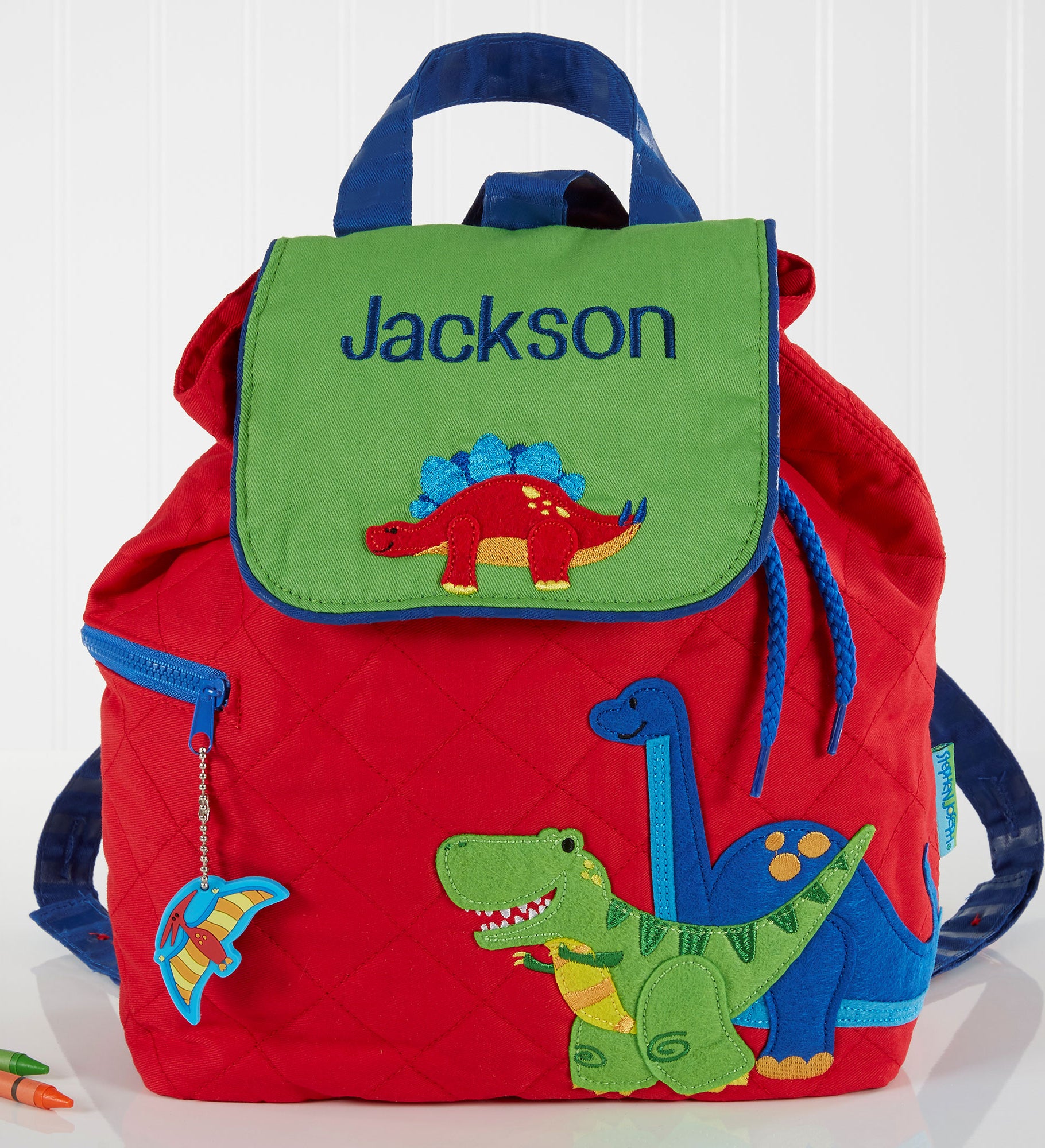 Red Dino Embroidered Kid's Backpack by Stephen Joseph